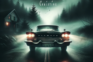 DALL·E 2024-01-29 08.06.35 – The cover image for a blog article features an eerie, atmospheric representation of Stephen King’s novel ‘Christine’. The image captures the essence o